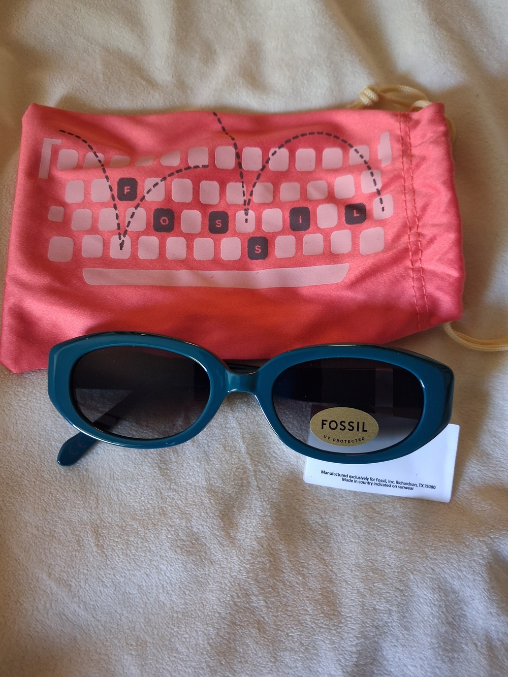 Fossil Teal Oval Sunglasses